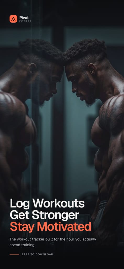 Pivot Fitness app welcome screen: Log workouts, get stronger, stay motivated